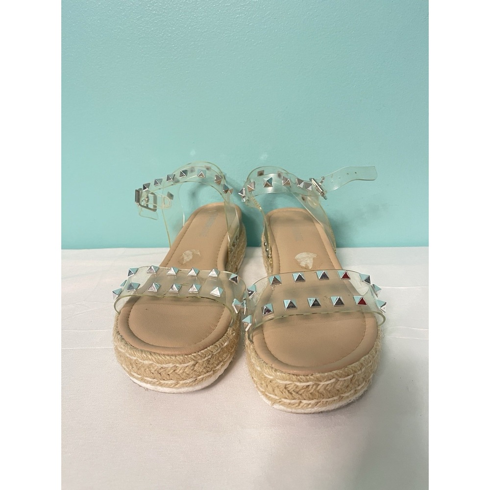 Cushionaire Sandal Womens 9M Clear  Slip On Ankle Strap Toe Casual Comfort‎ bin1
